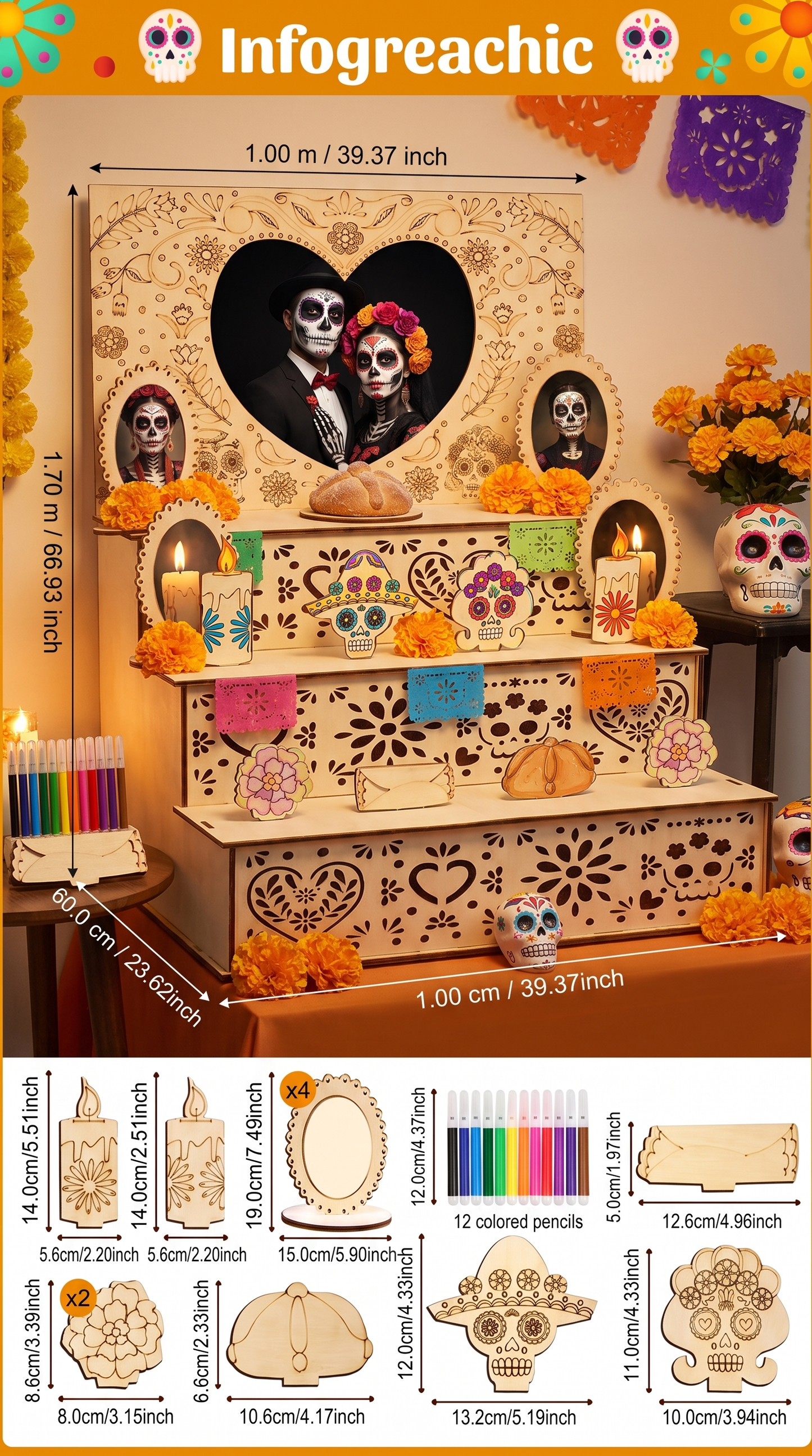 Altar GRANDE de Ofrenda 80*80*1.70 - Día de los Muertos