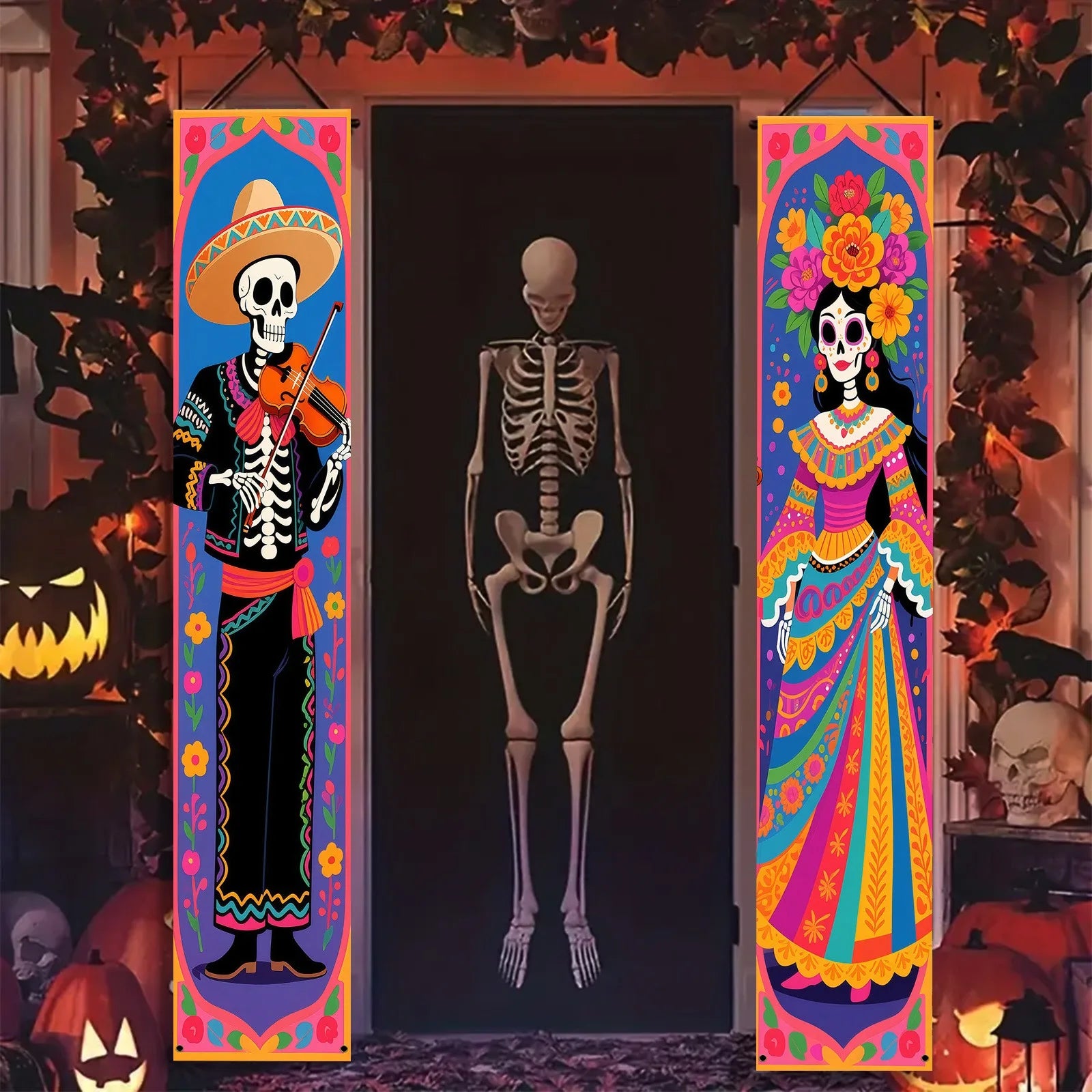 Pancartas Colgantes Calaveras de Azúcar Día de los Muertos