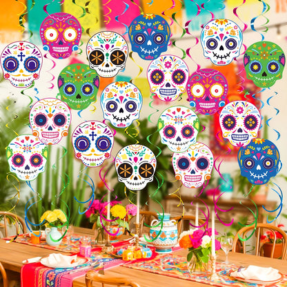 Guirnalda Espiral de Papel Día de los Muertos - set completo