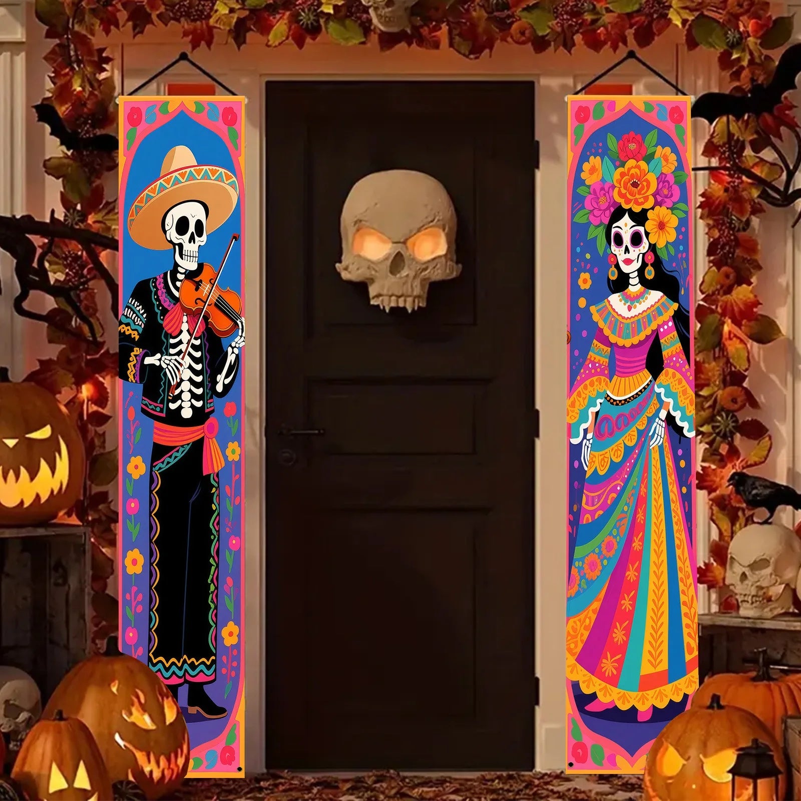 Pancartas Colgantes Calaveras de Azúcar Día de los Muertos