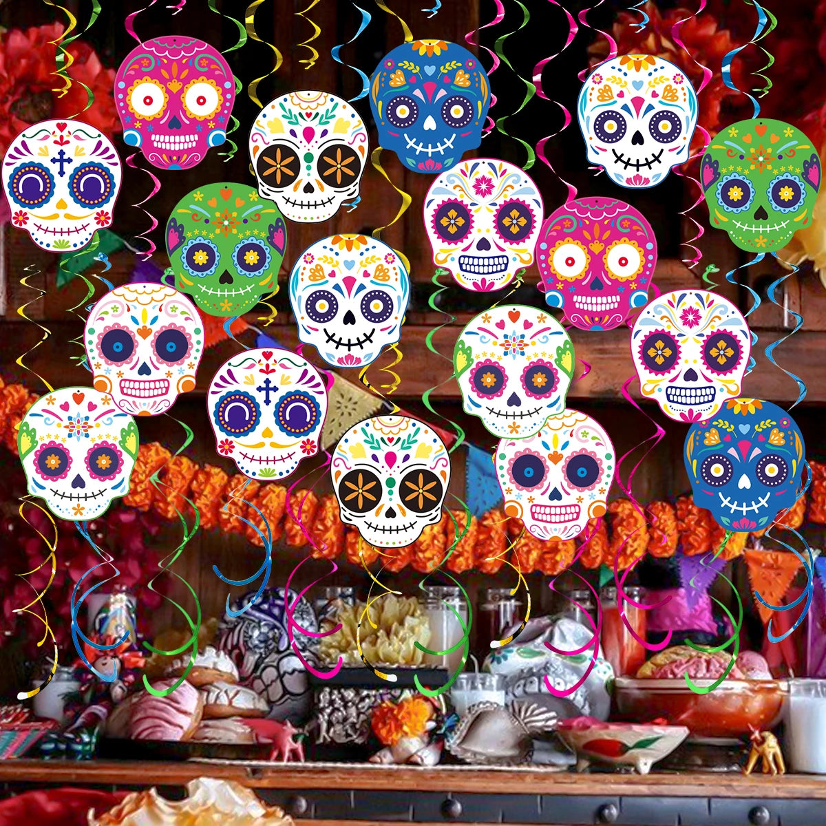 Guirnalda Espiral de Papel Día de los Muertos - detalle