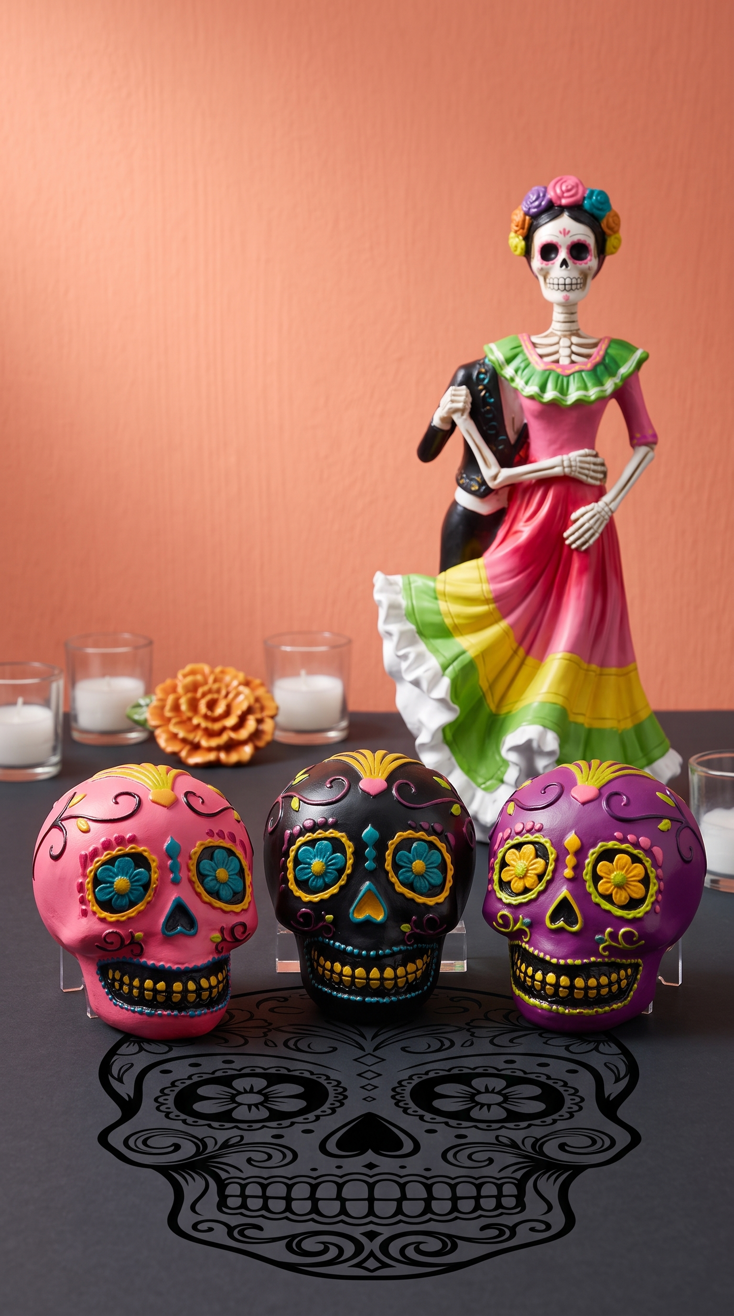 Estatua de Calavera Decorativa Día de los Muertos