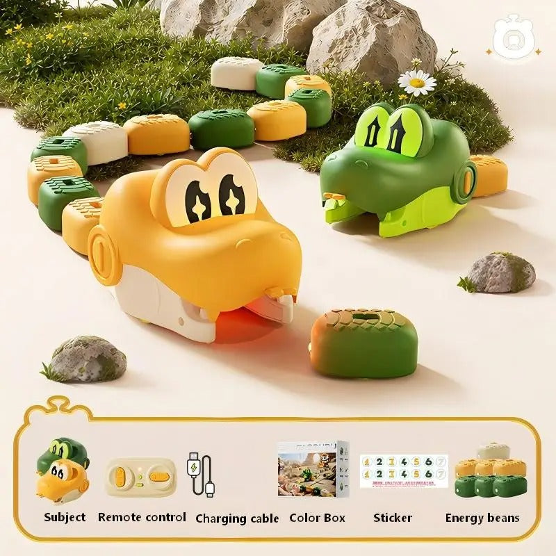 Coche Magnético RC Serpiente Greedy para 2 Jugadores, Juguete Interactivo de Batalla con Granos de Energía, Coche de Control Remoto Recargable para Niños, Regalo