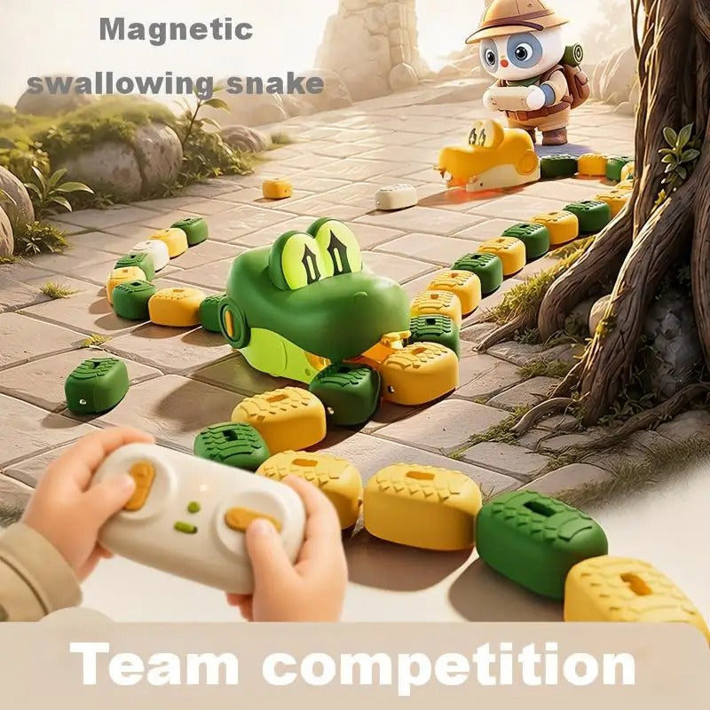 Coche Magnético RC Serpiente Greedy para 2 Jugadores, Juguete Interactivo de Batalla con Granos de Energía, Coche de Control Remoto Recargable para Niños, Regalo